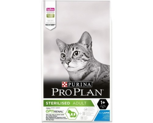 Корм Purina Pro Plan для взрослых стерилизованных кошек и кастрированных котов старше 1 года, с кроликом 3 кг