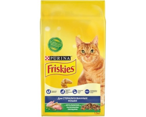 Корм Friskies для взрослых стерилизованных кошек, с кроликом и полезными овощами 300 г