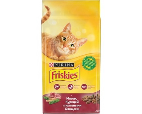 Корм Friskies для взрослых кошек, с мясом, курицей и полезными овощами 2 кг