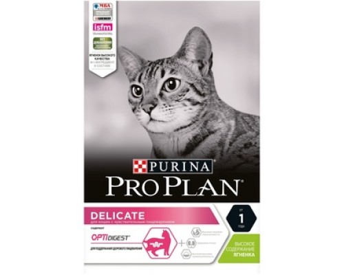 Корм Purina Pro Plan для взрослых кошек с чувствительным пищеварением или с особыми предпочтениями в еде, с высоким содержанием ягненка 1,5 кг