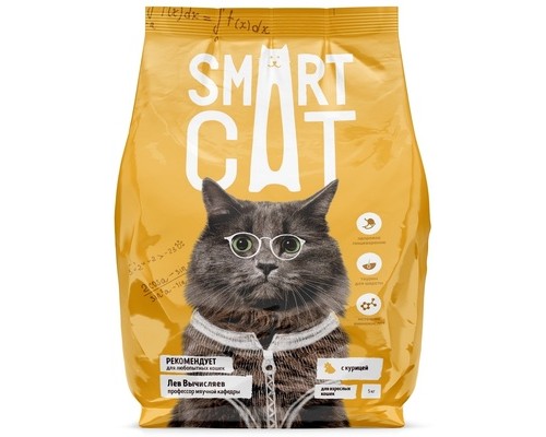 Корм Smart Cat для взрослых кошек, с курицей 400 г