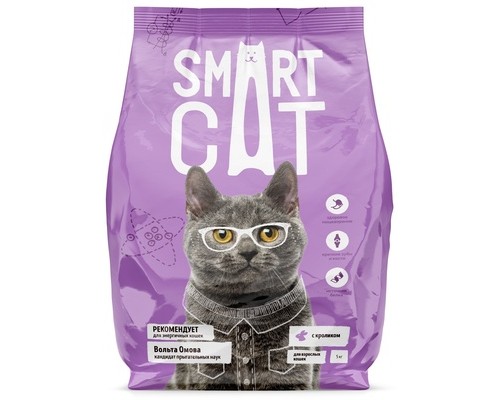 Корм Smart Cat для кошек, с кроликом 1,4 кг