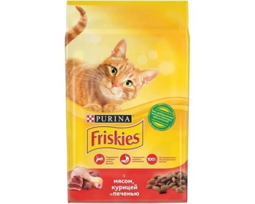 Корм Friskies для взрослых кошек, с мясом, курицей и печенью 10 кг