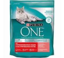 Корм Purina One сухой корм  для стерилизованных кошек и кастрированных котов, с высоким содержанием лосося и пшеницей 1,5 кг