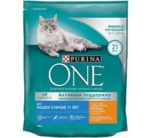 Корм Purina One для кошек старше 11 лет, с высоким содержанием курицы и цельными злаками 750 г