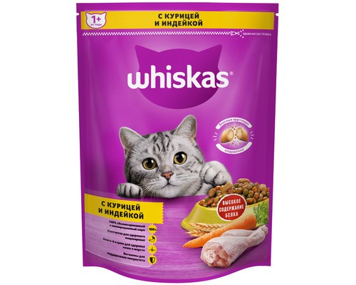 Корм Whiskas сухой корм для взрослых кошек «Вкусные подушечки с нежным паштетом. Аппетитное ассорти с курицей и индейкой» 13,8 кг