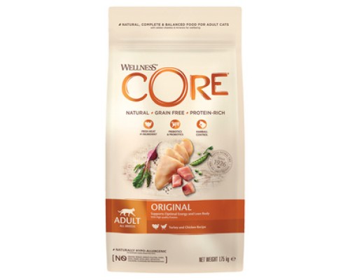 Корм Wellness CORE из индейки с курицей для взрослых кошек 10 кг