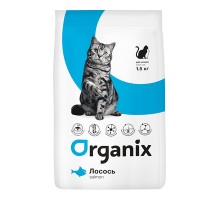 ORGANIX сухой корм для кошек с чувствительной кожей, со свежим лососем 1,5 кг